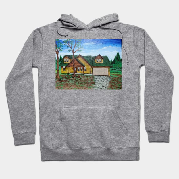 Log Cabin at the Lake Hoodie by Matt Starr Fine Art